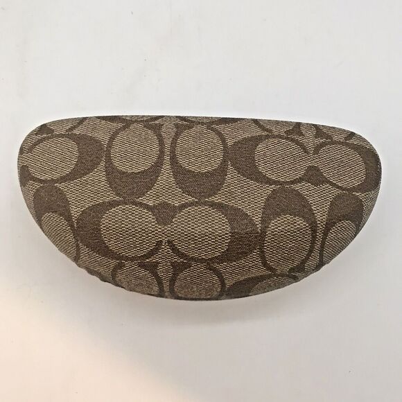 Coach Signature C Monogram Tan Brown Hard Clamshell Eyeglass Storage Flip Case - Picture 7 of 9